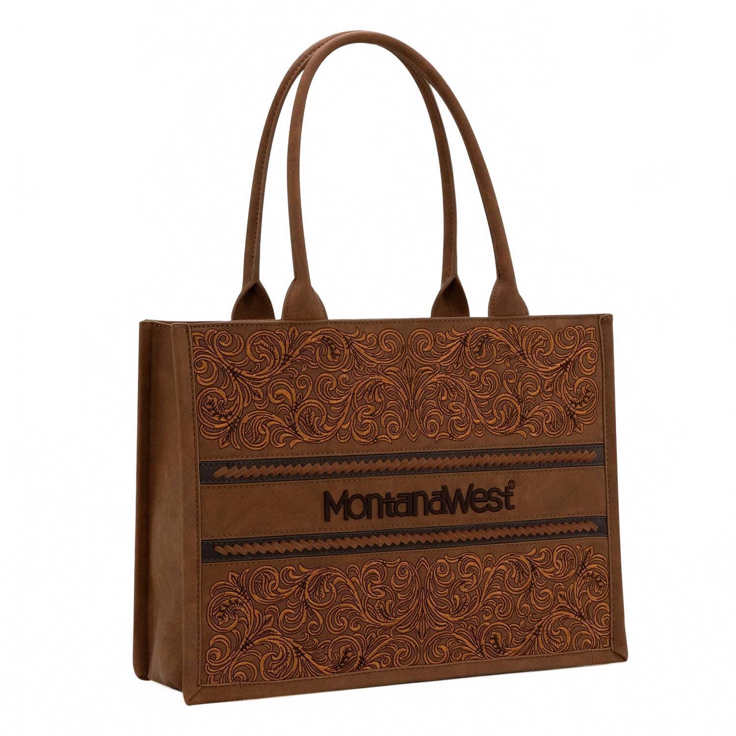New Montana West Embroidered Collection Concealed Carry Purse In Brown